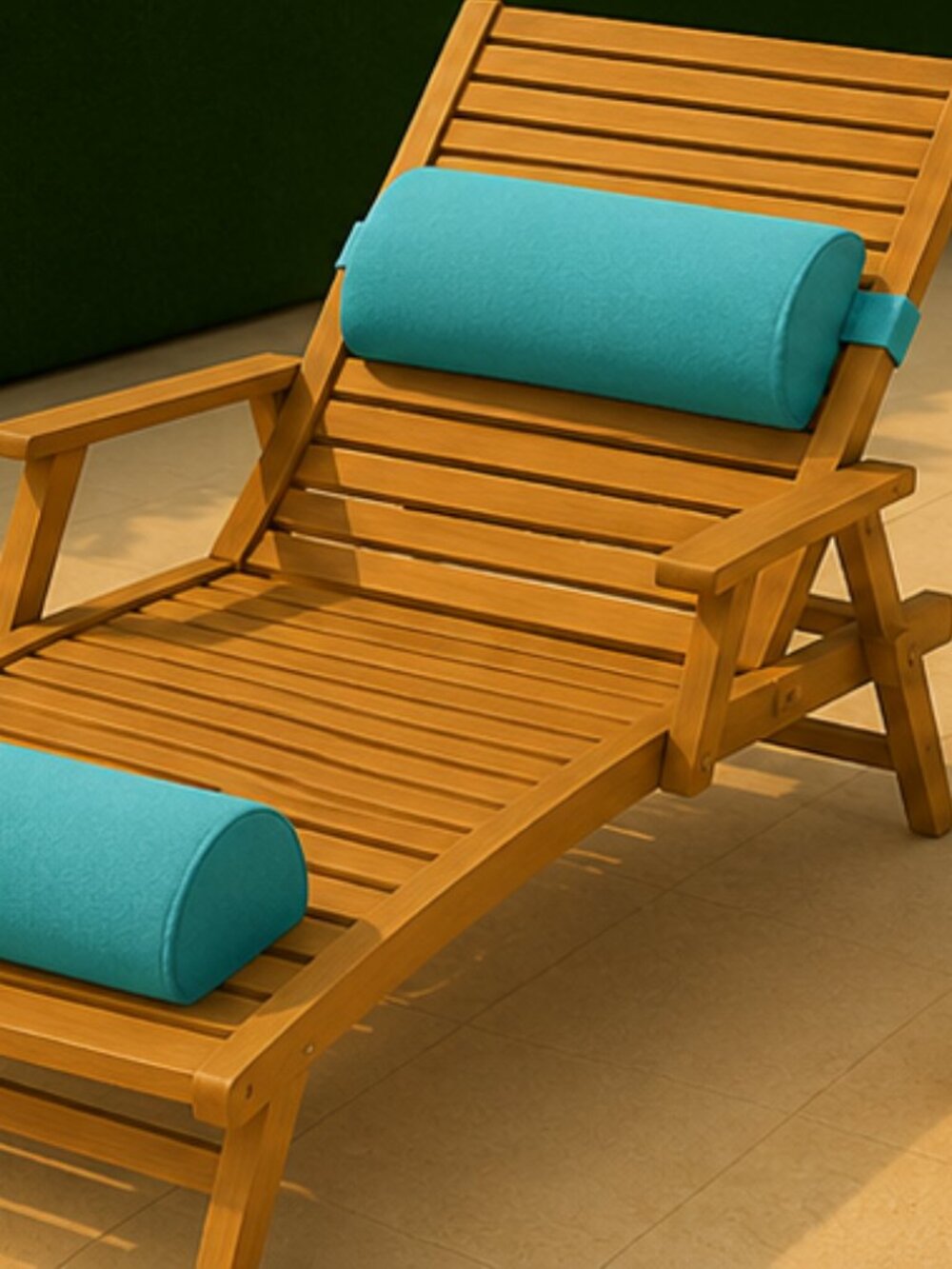 Set of 2 Teal Outdoor Lounge Pillows for Chaise Lounge Chairs